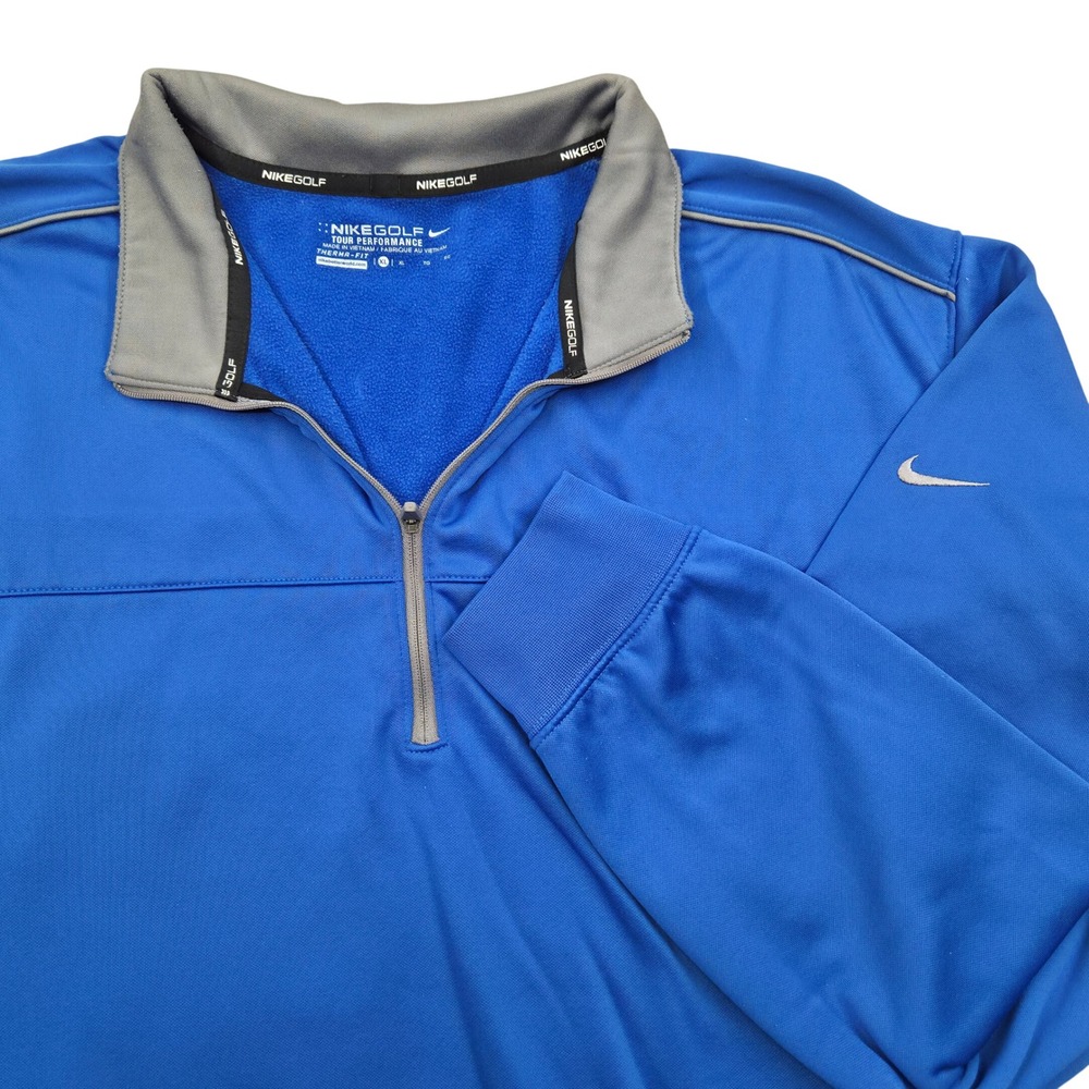 Nike Golf‎ Therma-FIT 1/4 Zip Long Sleeve Polo Pullover Colorway Blue Mens XL